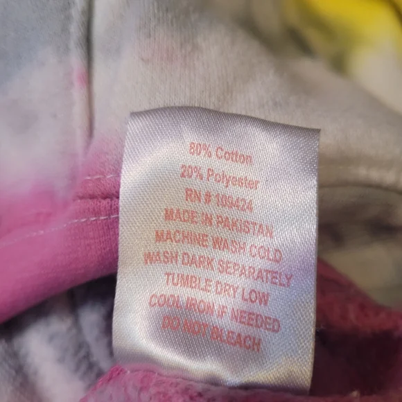 Tie-Dye Hooded Sweatshirt - Pink, Yellow & Gray - Picture 4 of 6
